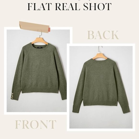 Womens Knit Sweater Long Sleeve Crewneck Button Casual Top Large - Picture 6 of 6